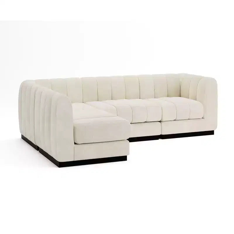 Canapé sectionnel en chenille 128, canapé modulaire en L 4 places pour salon bureau - Morden Fort
