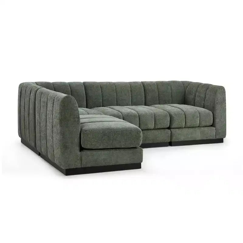 Canapé sectionnel en chenille 128, canapé modulaire en L 4 places pour salon bureau - Morden Fort