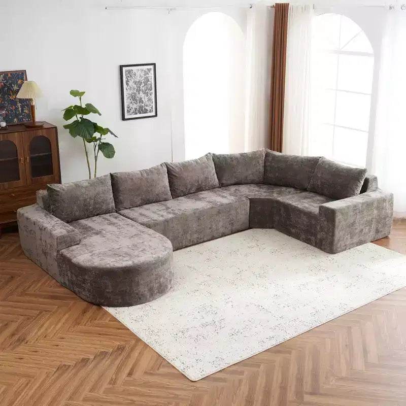 142W Oversized Modular Sofa, Upholstered Cloud Sectional Sofa Couches for Living Room -ModernLuxe