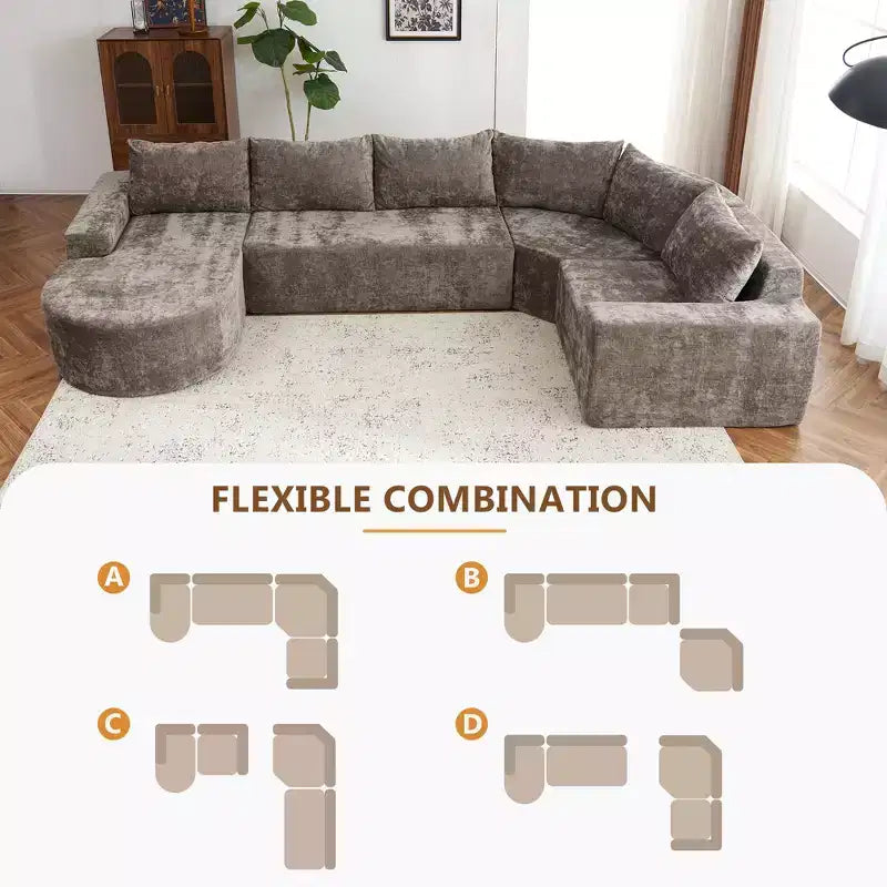 Canapé modulaire surdimensionné 142W, canapé d'angle rembourré Cloud pour salon - ModernLuxe