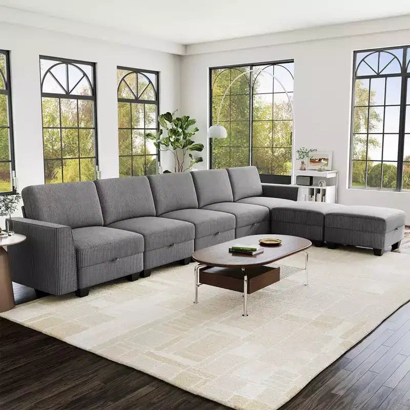 140Sectional Couch for Living Room, Oversized Modular Sectional Sofa, U Shaped Modular Couch with Storage