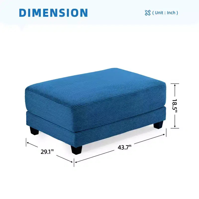 Canapé d'angle en velours côtelé surdimensionné de 284,9 cm avec pouf amovible et 4 coussins, 2 ports de charge