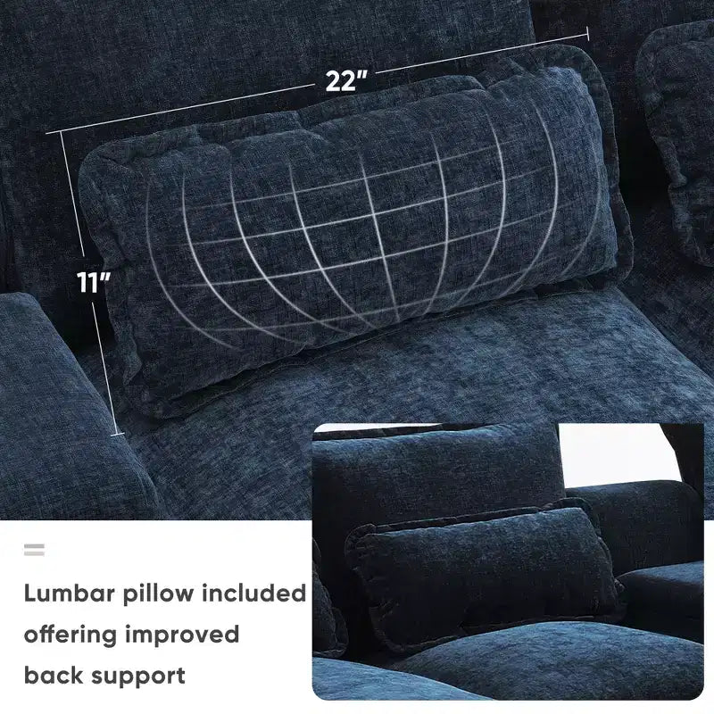 Canapé sectionnel en U de 312 cm avec port USB, porte-gobelets et console, canapé 6 places en chenille avec double coussin pour salon