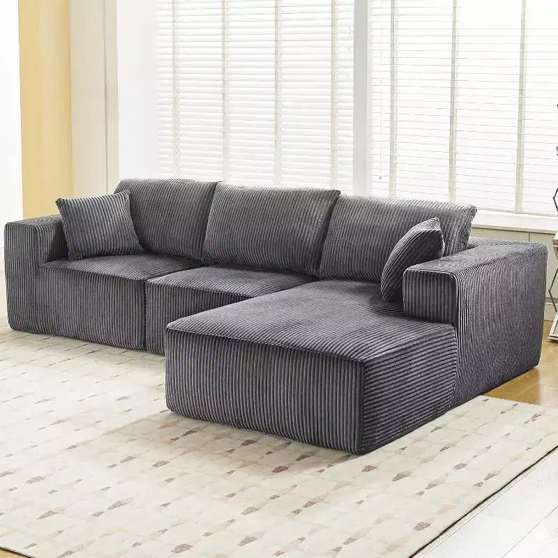 Canapé modulaire Acekool 108 Cloud - Canapé d'angle en peluche avec assise profonde, aucun assemblage requis, tissu en velours côtelé pour salon