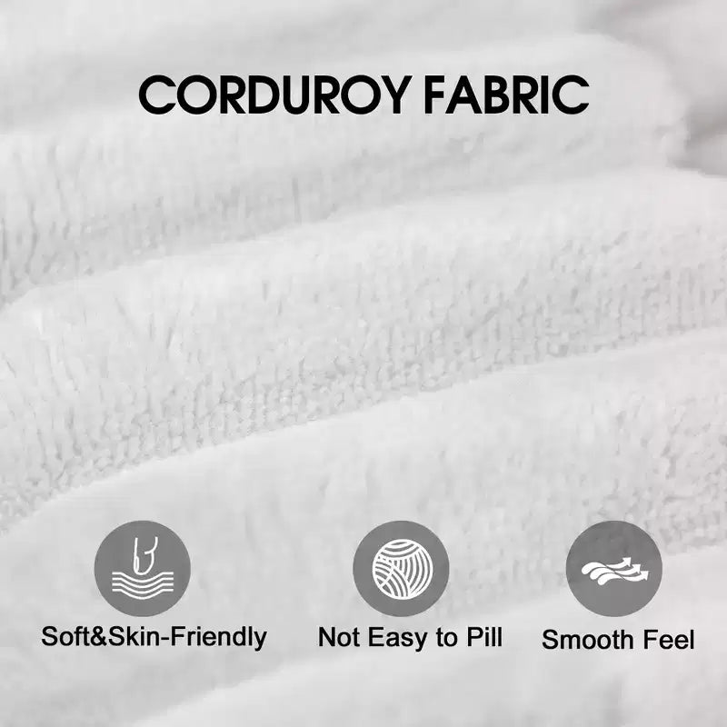 Canapé sectionnel nuage en tissu velours côtelé blanc de 272 cm avec chaise longue en forme de L, canapé modulaire moderne avec assise profonde