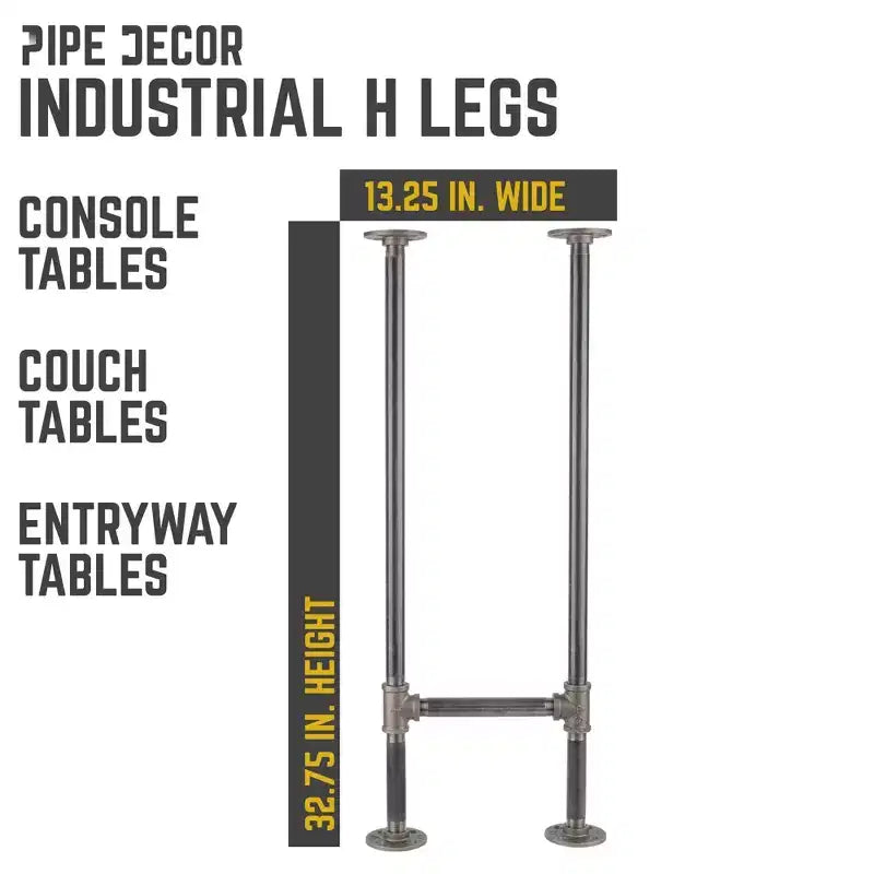 Pieds de table console à brides rondes pour tuyaux industriels de 33,65 cm de large