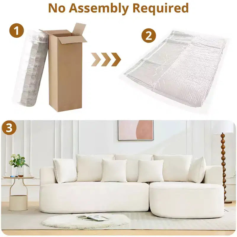 Canapé modulaire incurvé 106" – Chaise longue côté droit pour salon (aucun assemblage requis)