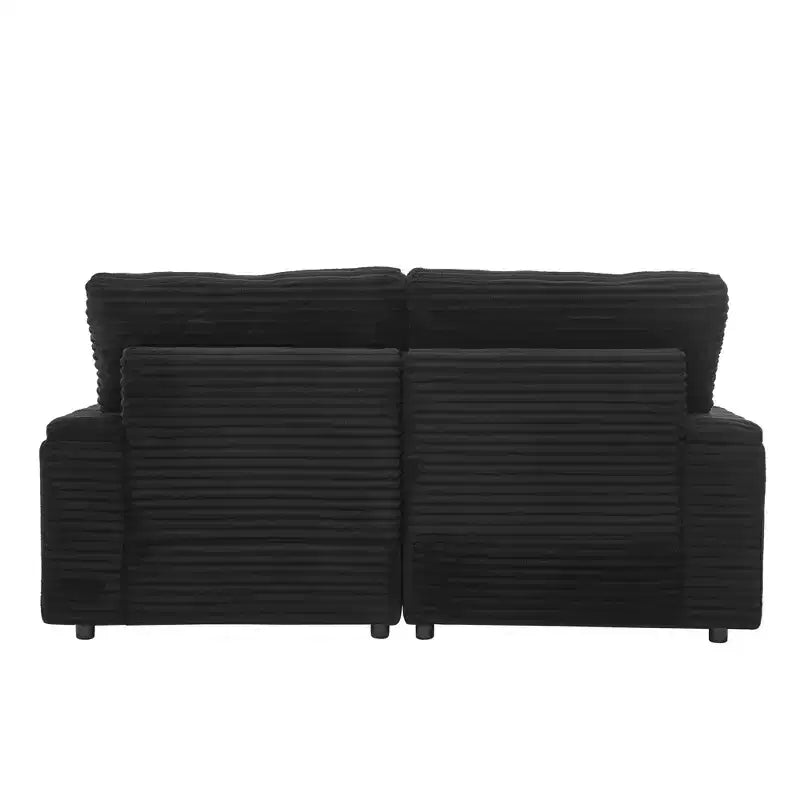 Canapé Polibi en Velours Côtelé avec Deux Poufs Amovibles