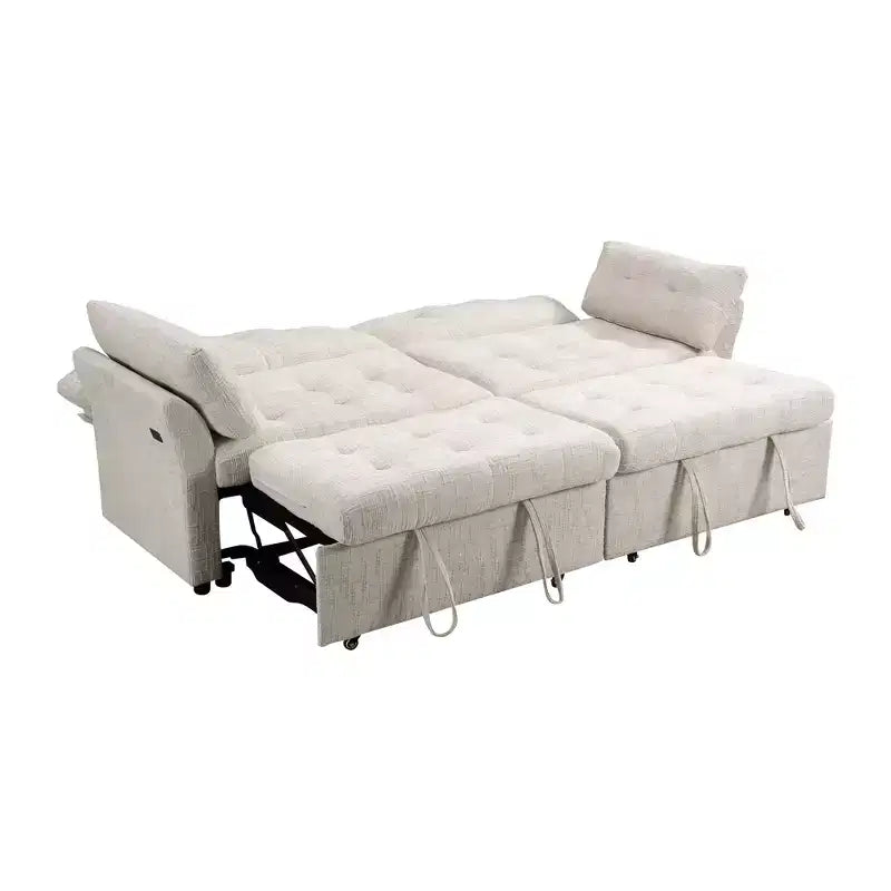 Canapé d'angle inclinable rectangulaire en tissu avec accoudoir droit de 89,8 pouces de large