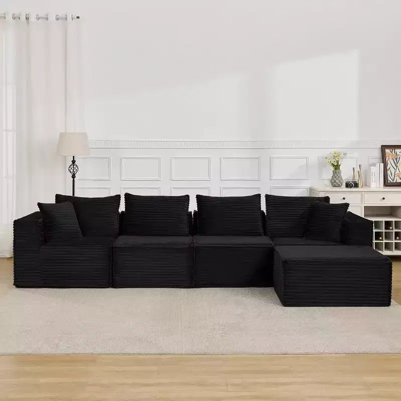 Canapé modulaire sectionnel nuage 107/137, canapé sans armature à assise profonde, canapés de sol confortables convertibles avec poufs et mousse à mémoire de forme