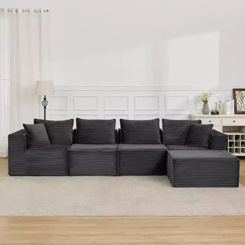 Canapé modulaire sectionnel nuage 107/137, canapé sans armature à assise profonde, canapés de sol confortables convertibles avec poufs et mousse à mémoire de forme