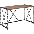Royal Hampton Wooden Desk With Metal 'X' Frame, Rustic Oak Brown
