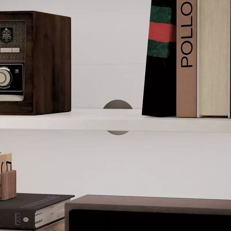 Meuble TV moderne avec portes vitrées et console multimédia à 3 tiroirs pour salon