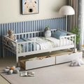 Lit Enfant Simple avec Tiroirs de Rangement et Étagère Latérale pour Enfants et Adolescents