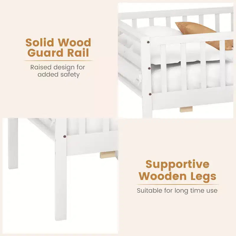 Lit Enfant Simple avec Tiroirs de Rangement et Étagère Latérale pour Enfants et Adolescents