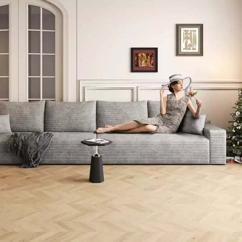 Canapé modulable moderne en velours côtelé de 140 pouces, en forme de nuage, pour salon et appartement