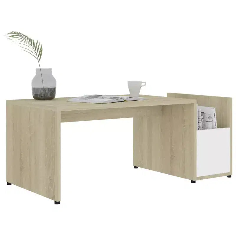 Table basse blanc bois d'ingénierie avec rangement