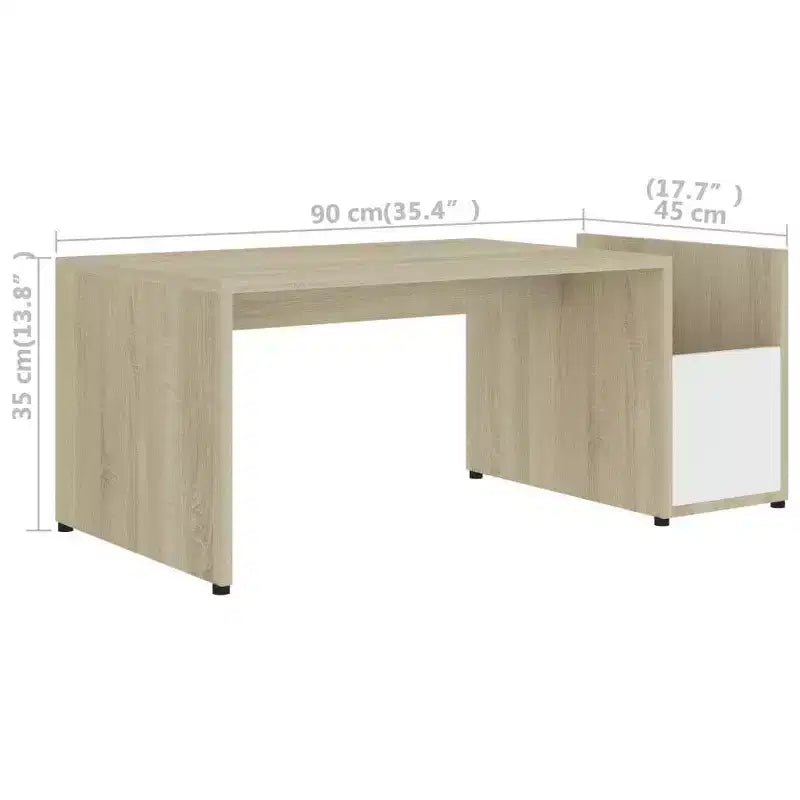 Table basse blanc bois d'ingénierie avec rangement