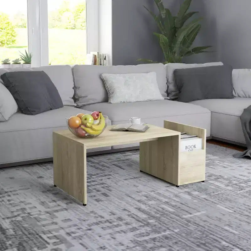 Table basse blanc bois d'ingénierie avec rangement
