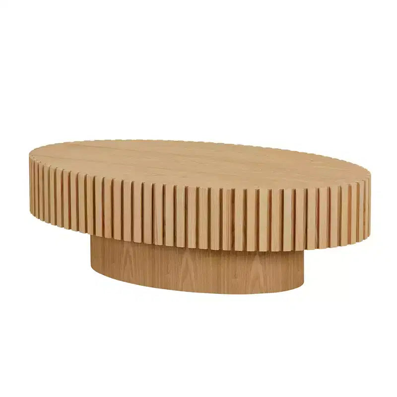 Table basse ovale moderne de 111 cm, table d'appoint fabriquée à la main avec un pied robuste pour le salon, la chambre et les petits espaces