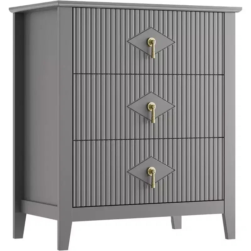 Commode cannelée à 3 tiroirs de 70 cm, armoire de rangement moderne avec tiroirs profonds