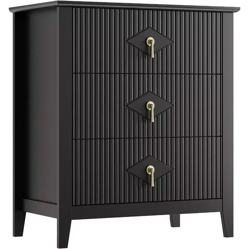 Commode cannelée à 3 tiroirs de 70 cm, armoire de rangement moderne avec tiroirs profonds