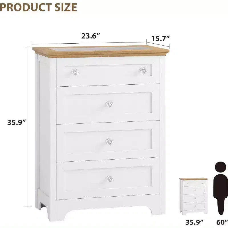 Table de chevet à 4 tiroirs avec plateau en verre, commode moderne pour chambre, salon, entrée