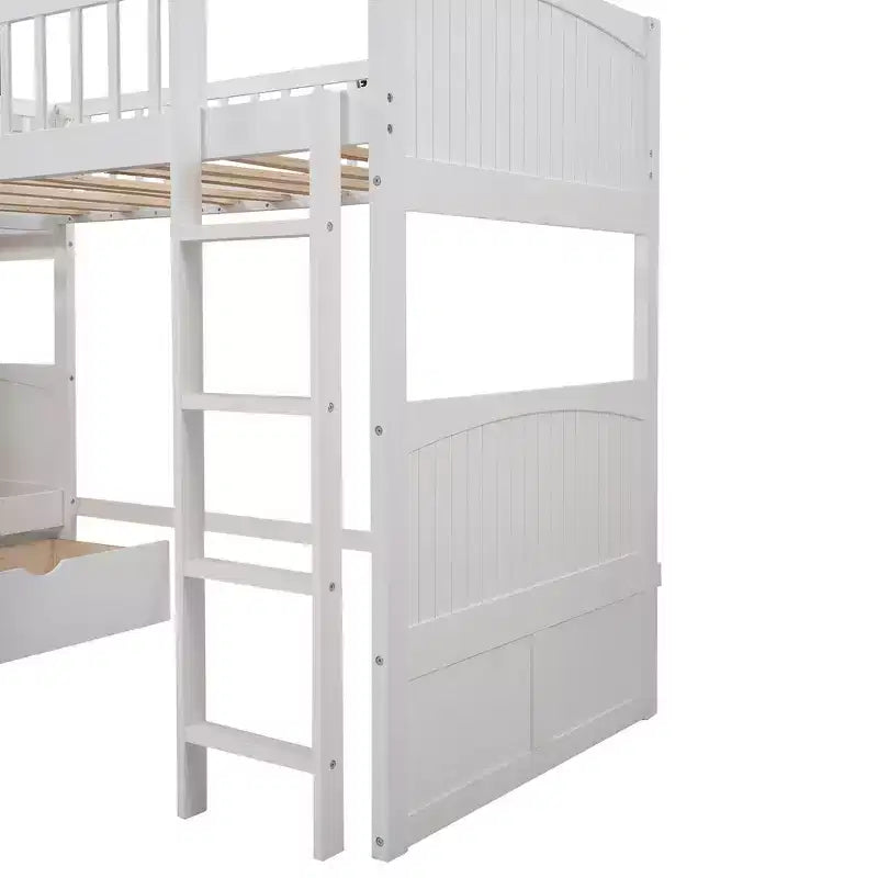 Lit superposé simple avec tiroirs intégrés et espace polyvalent sous le lit