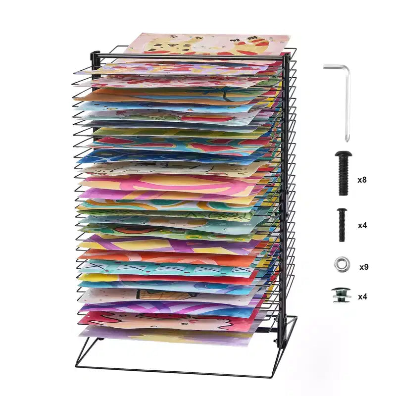 VEVOR Art Drying Rack, 50 Removable Shelves 20 x 17 x 30 inch Paint Drying Rack with Stable Base, Carbon Steel Metal Painting Drying Rack, Black