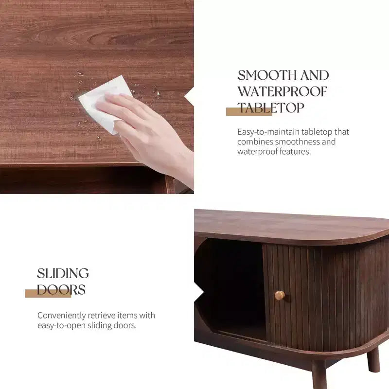 Meuble TV en rotin marron de 170 cm avec pieds en bois massif, compatible avec les téléviseurs jusqu'à 75 pouces