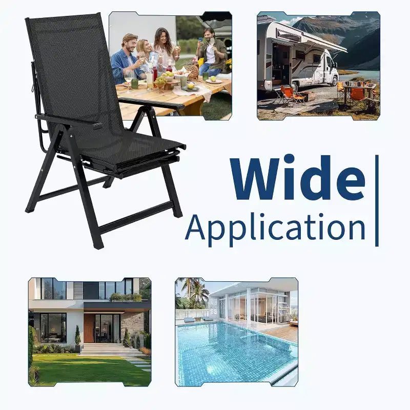 Chaise longue de jardin pliante avec accoudoirs et repose-pieds, inclinable 10 positions, portable pour jardin et camping