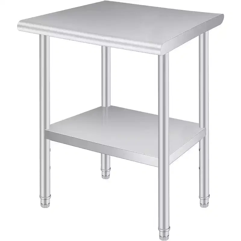 Stainless Steel Work Desk with Wheels, Heavy-duty Commercial Workbench, Adjustable, Suitable for Restaurants, Kitchens, Bars, Garages