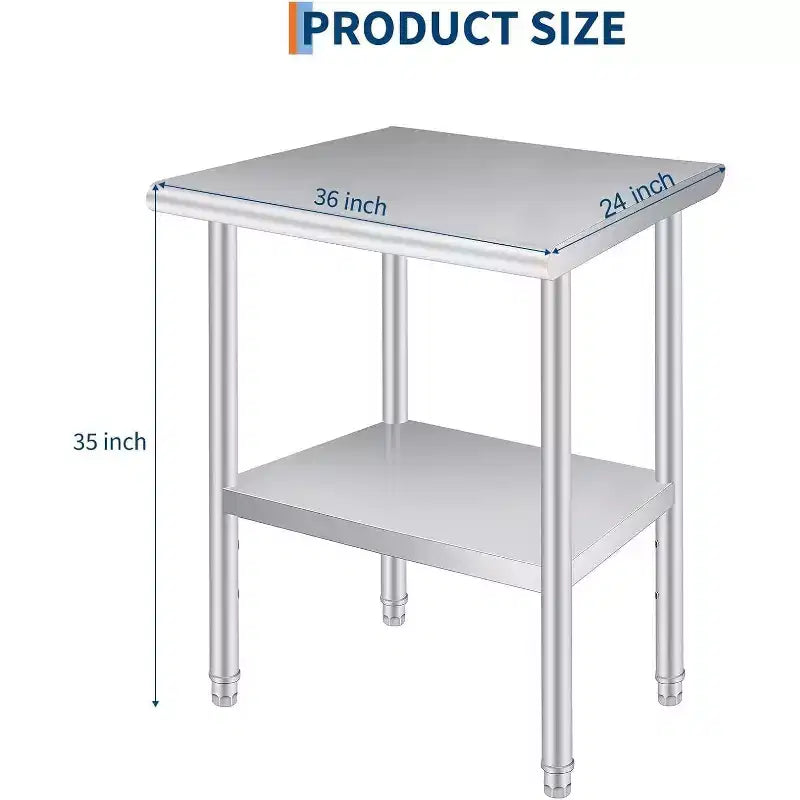 Table de travail en acier inoxydable avec roulettes, établi robuste et réglable pour cuisine, restaurant, garage