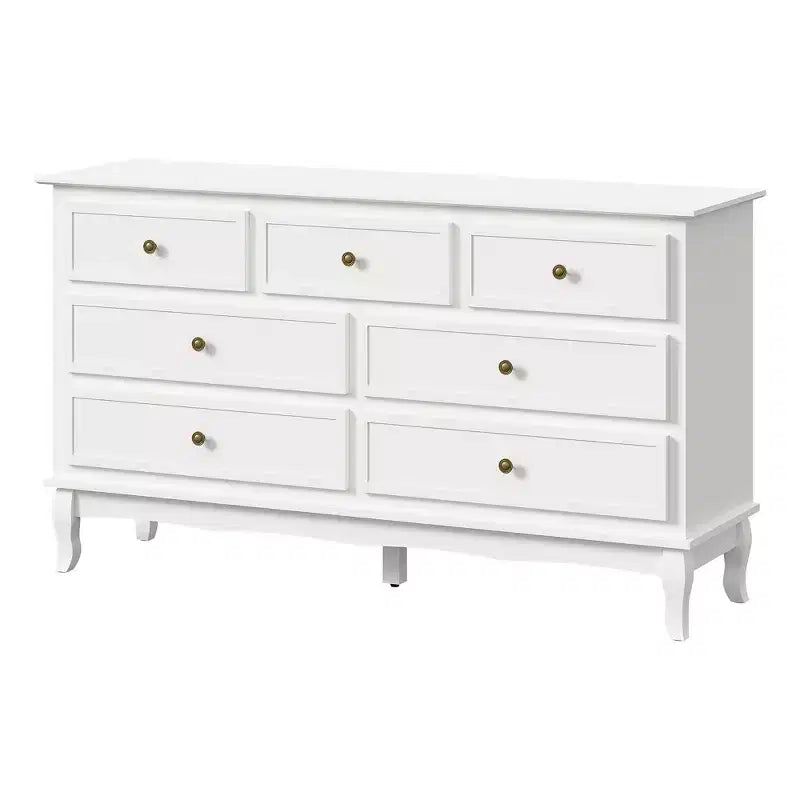 Commode moderne de 55 pouces pour chambre à coucher avec 7 tiroirs spacieux