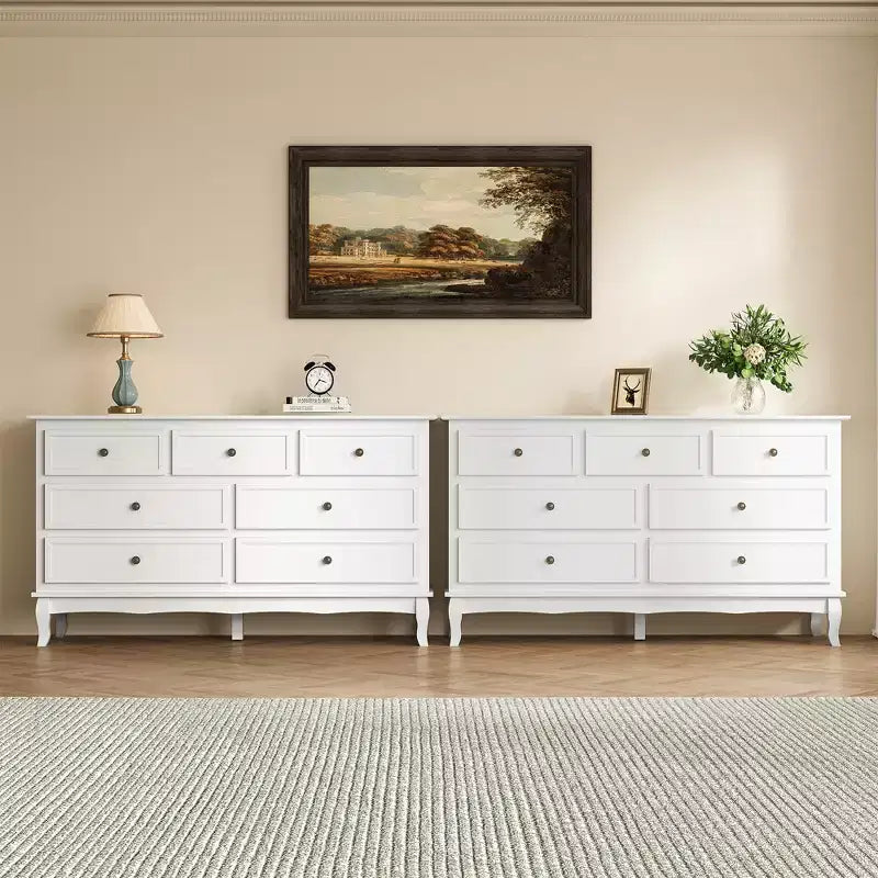 Commode moderne de 55 pouces pour chambre à coucher avec 7 tiroirs spacieux