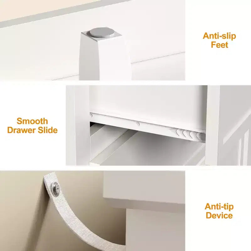 Commode moderne de 55 pouces pour chambre à coucher avec 7 tiroirs spacieux