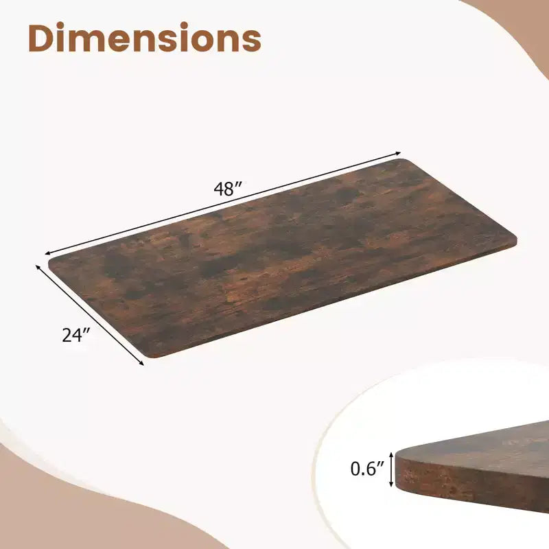 Plateau de table monobloc 48 x 24 avec coins arrondis, bureau DIY pour la maison