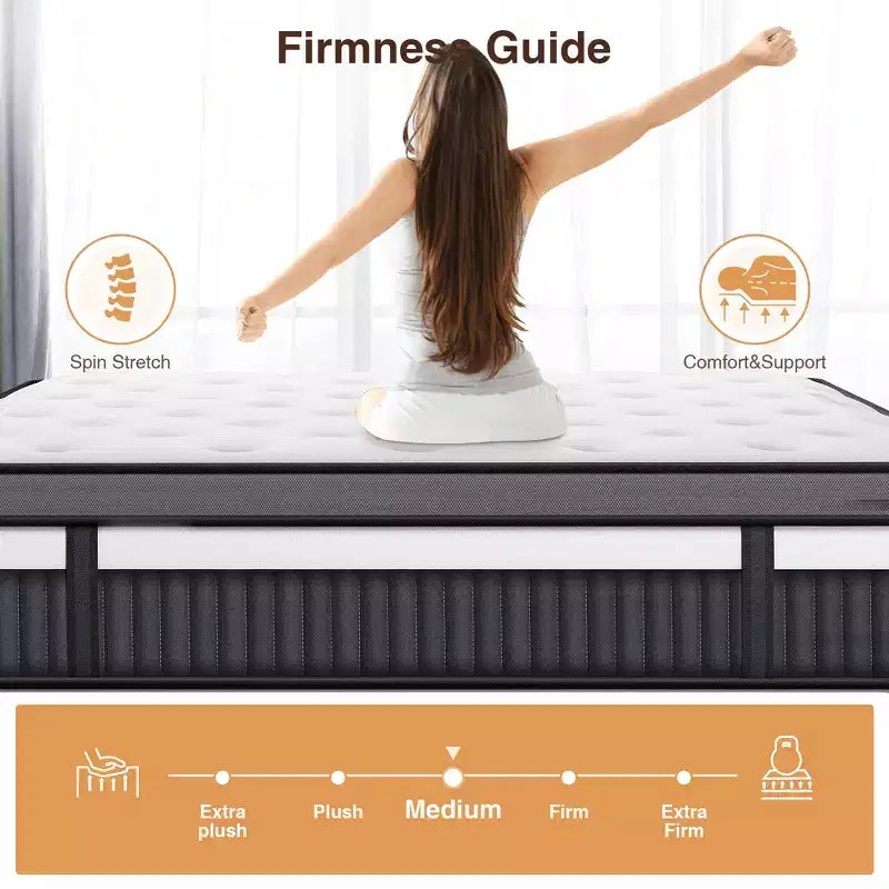 Matelas hybride en mousse à mémoire de forme gel de 35,5 cm en boîte, design rafraîchissant et respirant, soulagement de la pression zoné, sensation de fermeté moyenne