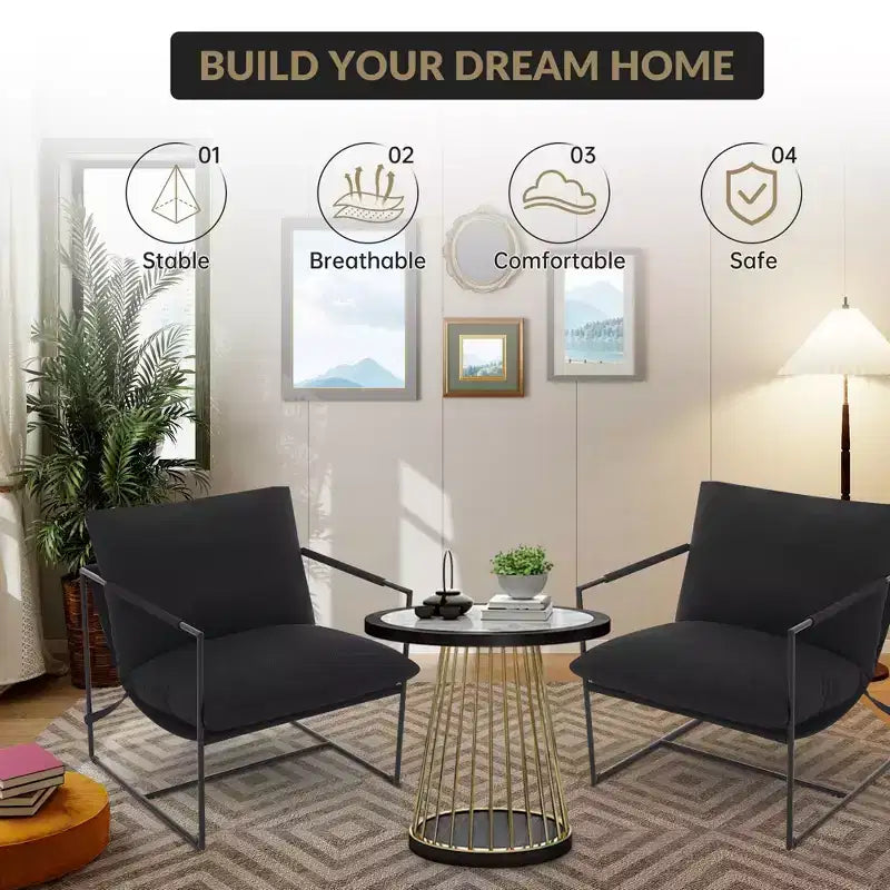 Fauteuil d'appoint suspendu avec cadre en métal, fauteuil de salon rembourré avec coussin en mousse