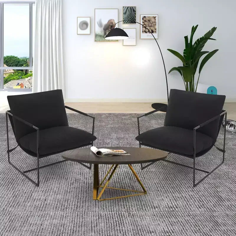 Fauteuil d'appoint suspendu avec cadre en métal, fauteuil de salon rembourré avec coussin en mousse