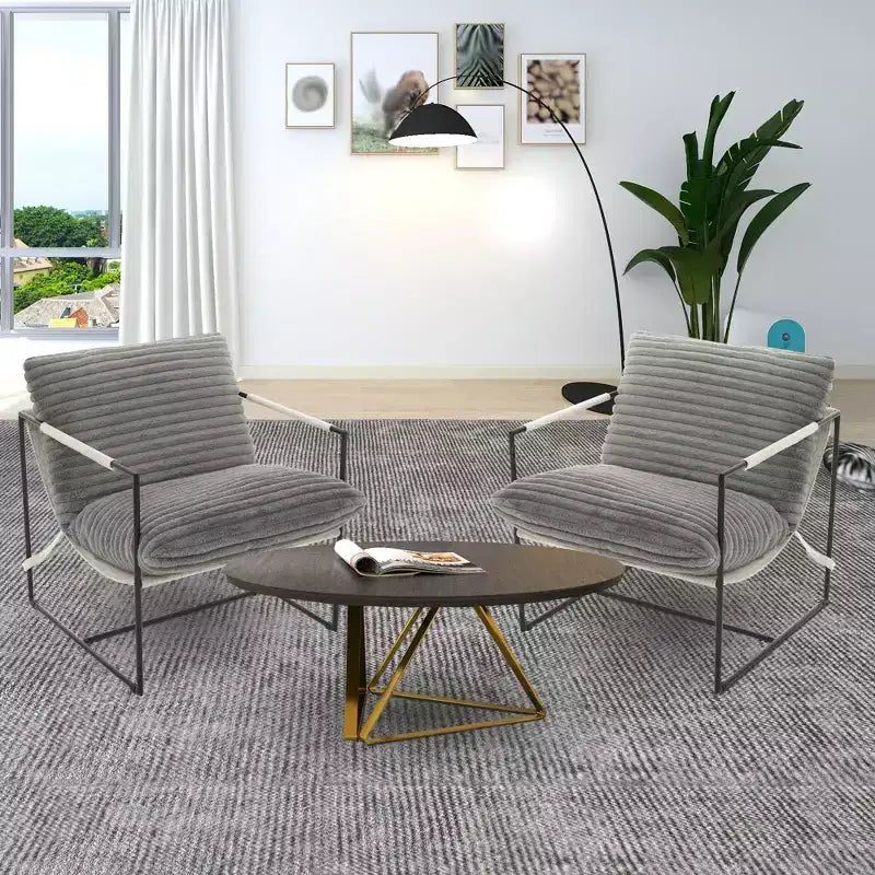 Fauteuil d'appoint suspendu avec cadre en métal, fauteuil de salon rembourré avec coussin en mousse