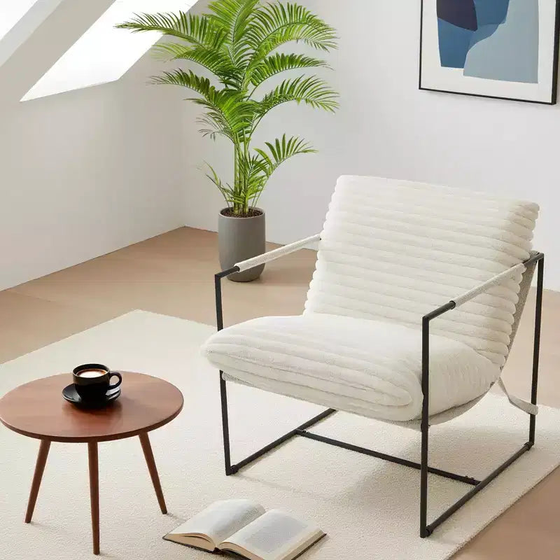 Fauteuil d'appoint suspendu avec cadre en métal, fauteuil de salon rembourré avec coussin en mousse