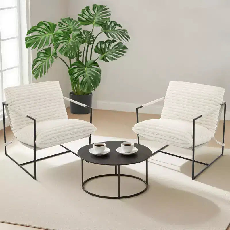 Fauteuil d'appoint suspendu avec cadre en métal, fauteuil de salon rembourré avec coussin en mousse