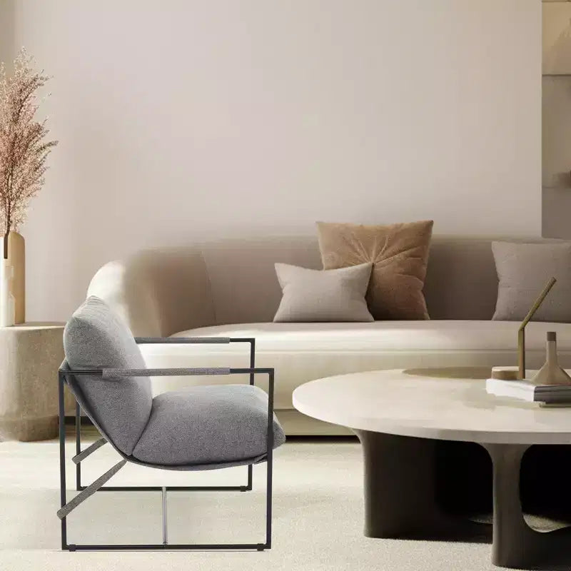 Fauteuil d'appoint suspendu avec cadre en métal, fauteuil de salon rembourré avec coussin en mousse