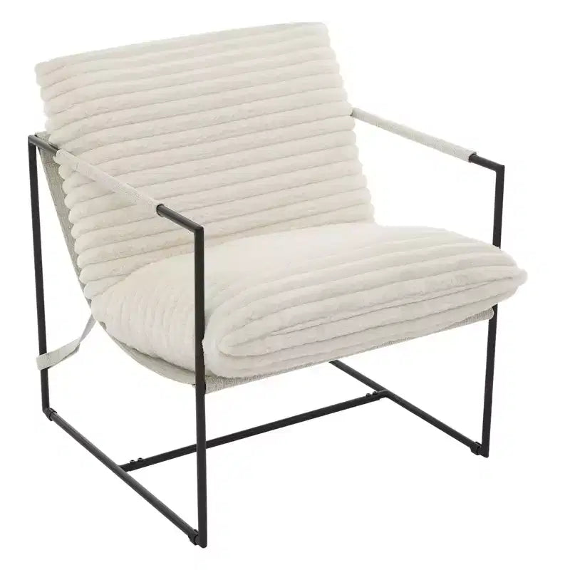 Sling Accent Chair with Metal Frame, Modern Comfy Living Room Chair, Upholstered Reading Chair with Shredded Foam Cushioning, Oversized Arm Chair