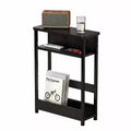 Slim 3-Tier Industrial Side Table  Space-Saving End Table with Storage Shelves & Magazine Rack for Living Room or Bedroom