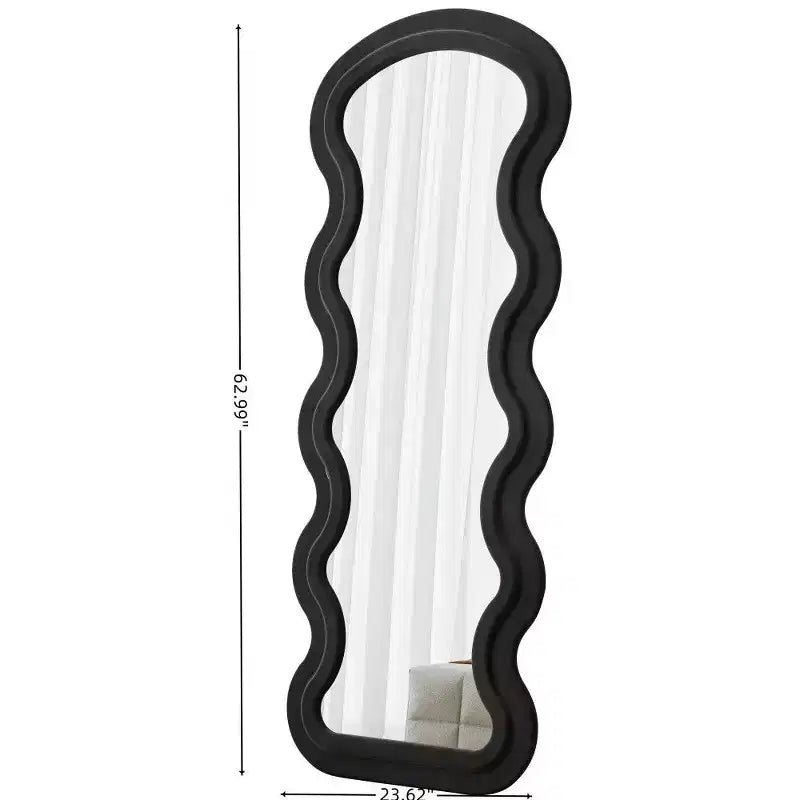 Miroir sur pied moderne, Miroir de courtoisie en flanelle avec cadre en bois