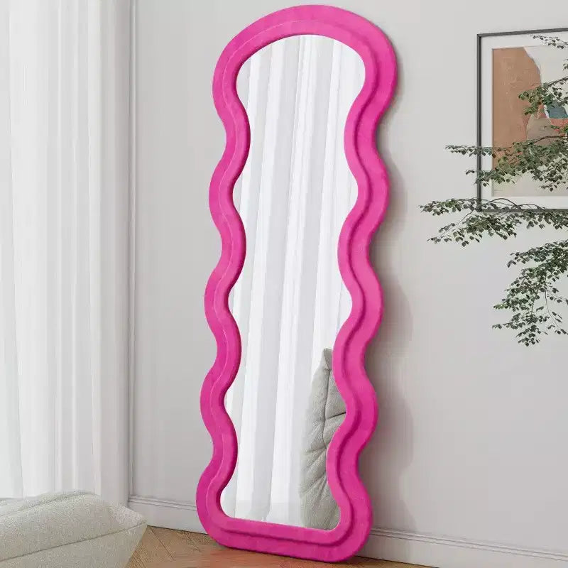 Miroir sur pied moderne, Miroir de courtoisie en flanelle avec cadre en bois