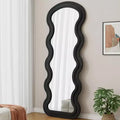 Miroir sur pied moderne, Miroir de courtoisie en flanelle avec cadre en bois