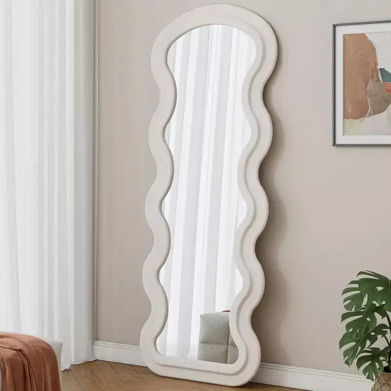 TUYOHW Modern Full Length Mirror,Flannel Vanity Mirror with Wooden Frame for Dressing Room,Cloakroom